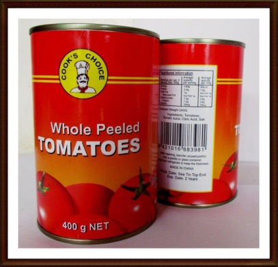 112 TINNED FRUITS & VEGETABLE... COOK'S CHOICE WHOLE PEELED TOMATOES 24X400GR CTN $27.55 9421016883981